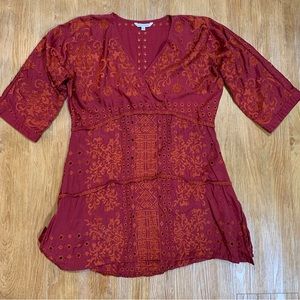 John Mark Tunic Top XS Burgundy